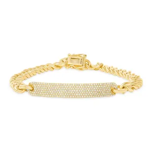 14K Gold Cuban with Diamond Bar Bracelet