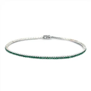 14K Gold Emerald Color Stoned Tennis Bracelet