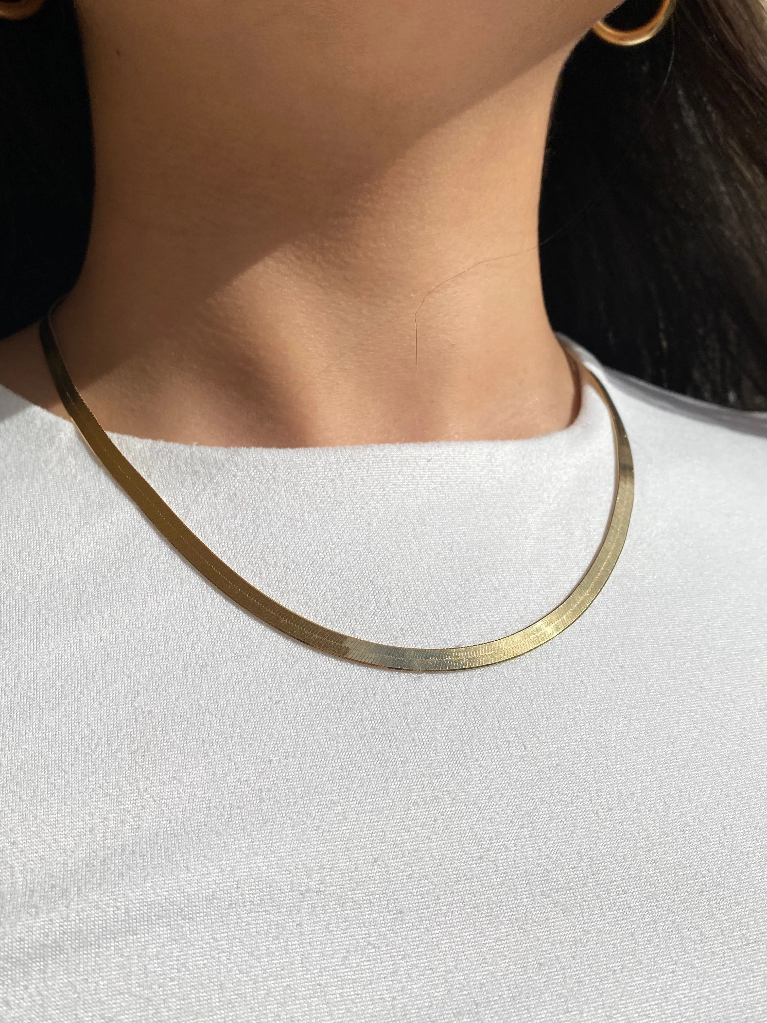 14K Yellow Gold 4MM Herringbone Chain