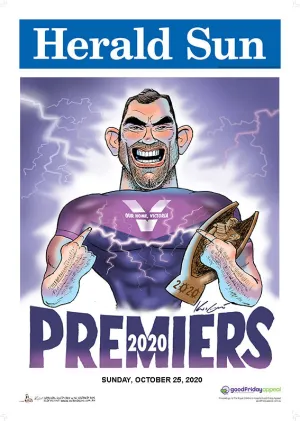 2020 Mark Knight Melbourne Storm Premiership Block Mounted Poster