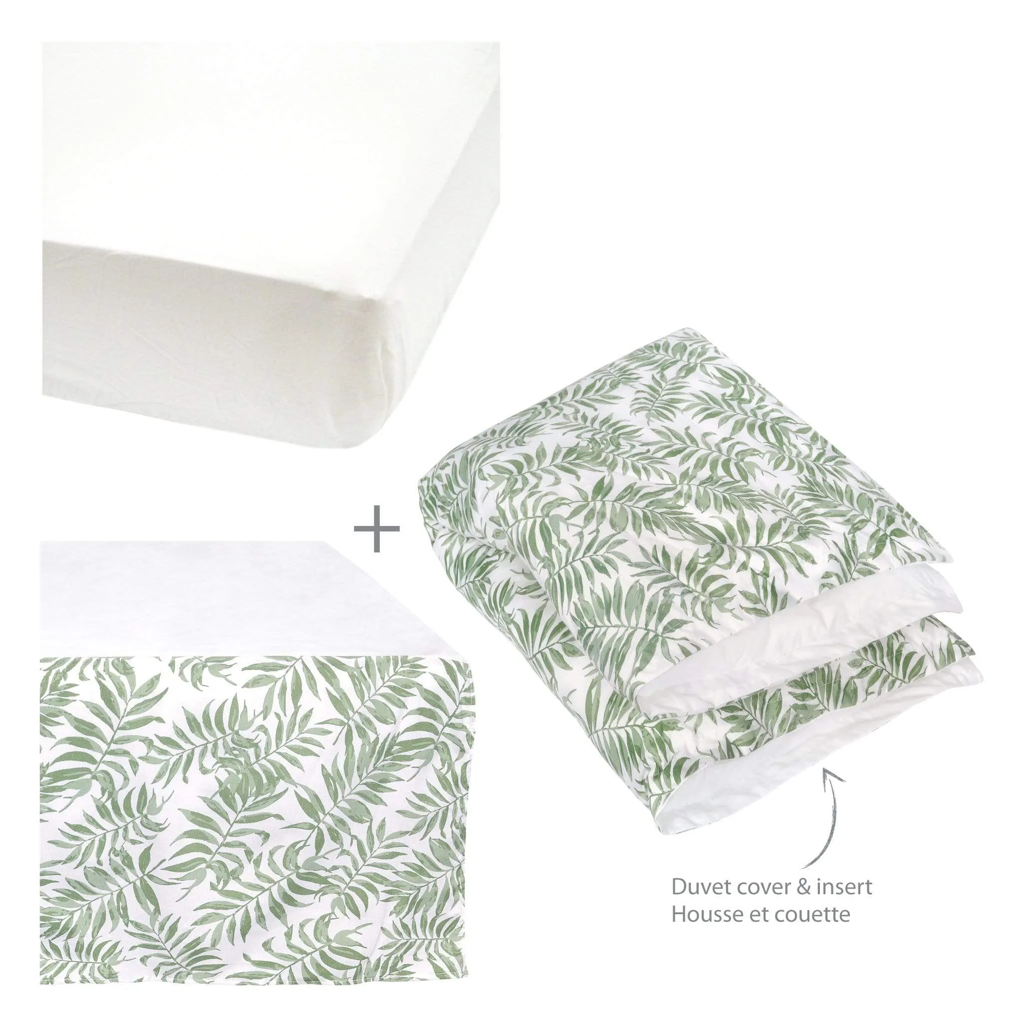 4 pieces crib set - Tropical green