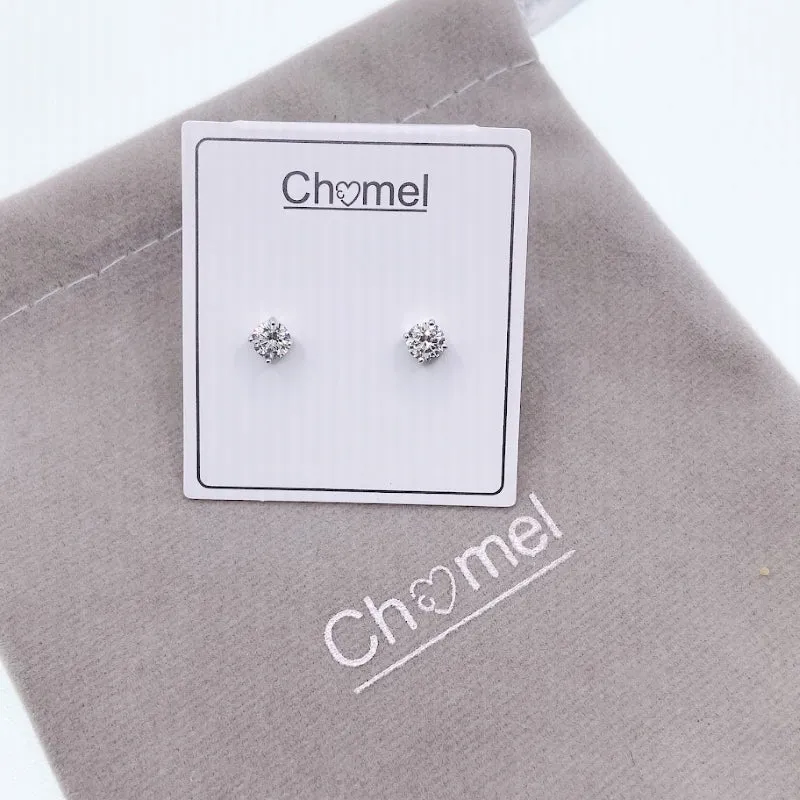 5mm Cubic Zirconia Stud Earring, Rhodium Plated