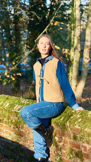 Amy Jacquard Quilt Gilet in Bark with Liberty Lining by Elwin