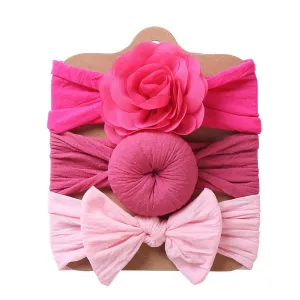 Baby Headwrap 3 Piece Set in Bright Pinks