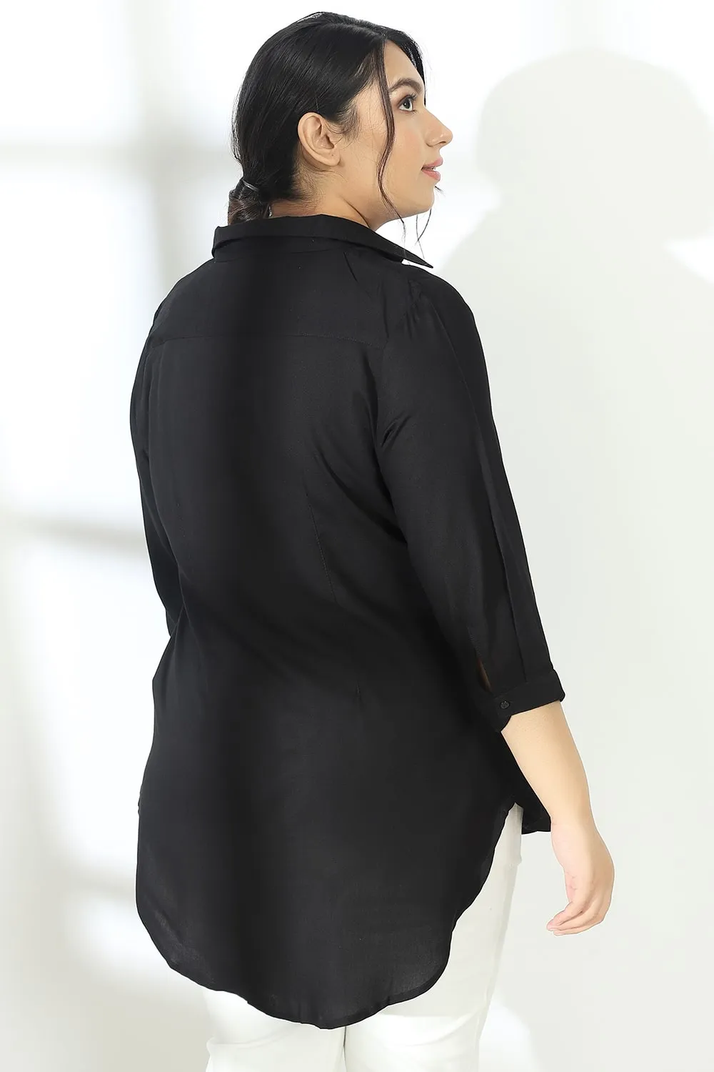 Black Centre Pleat Top