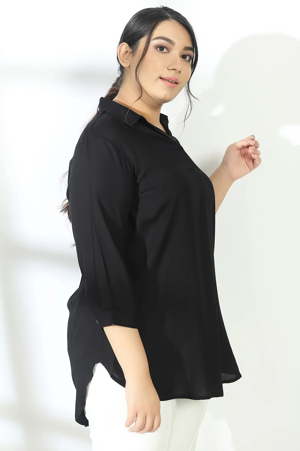 Black Centre Pleat Top