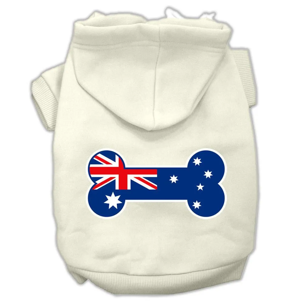 Bone Shaped Australian Flag Screen Print Pet Hoodies Cream Size L (14)