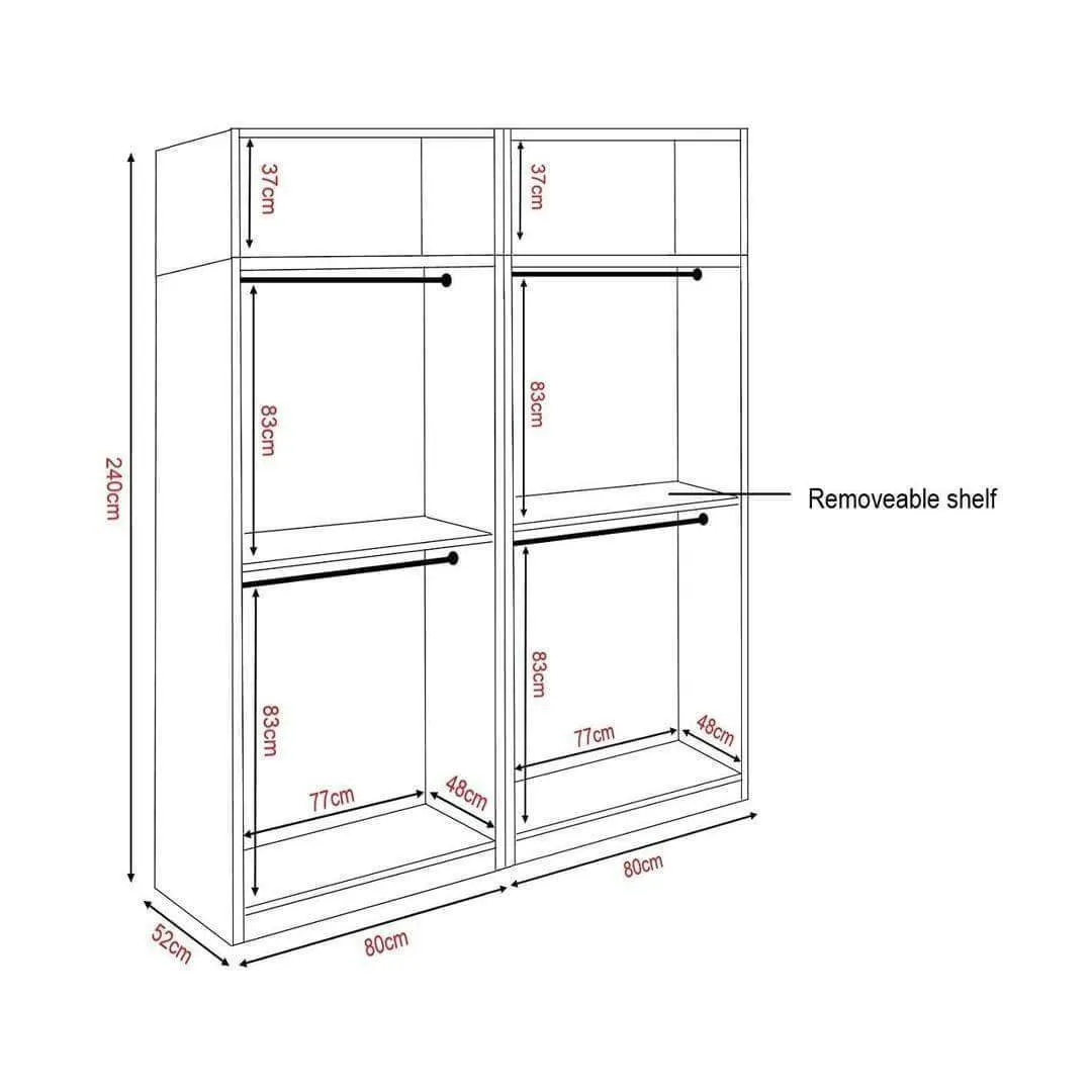 Borese 4 Open Door Wardrobe with Top