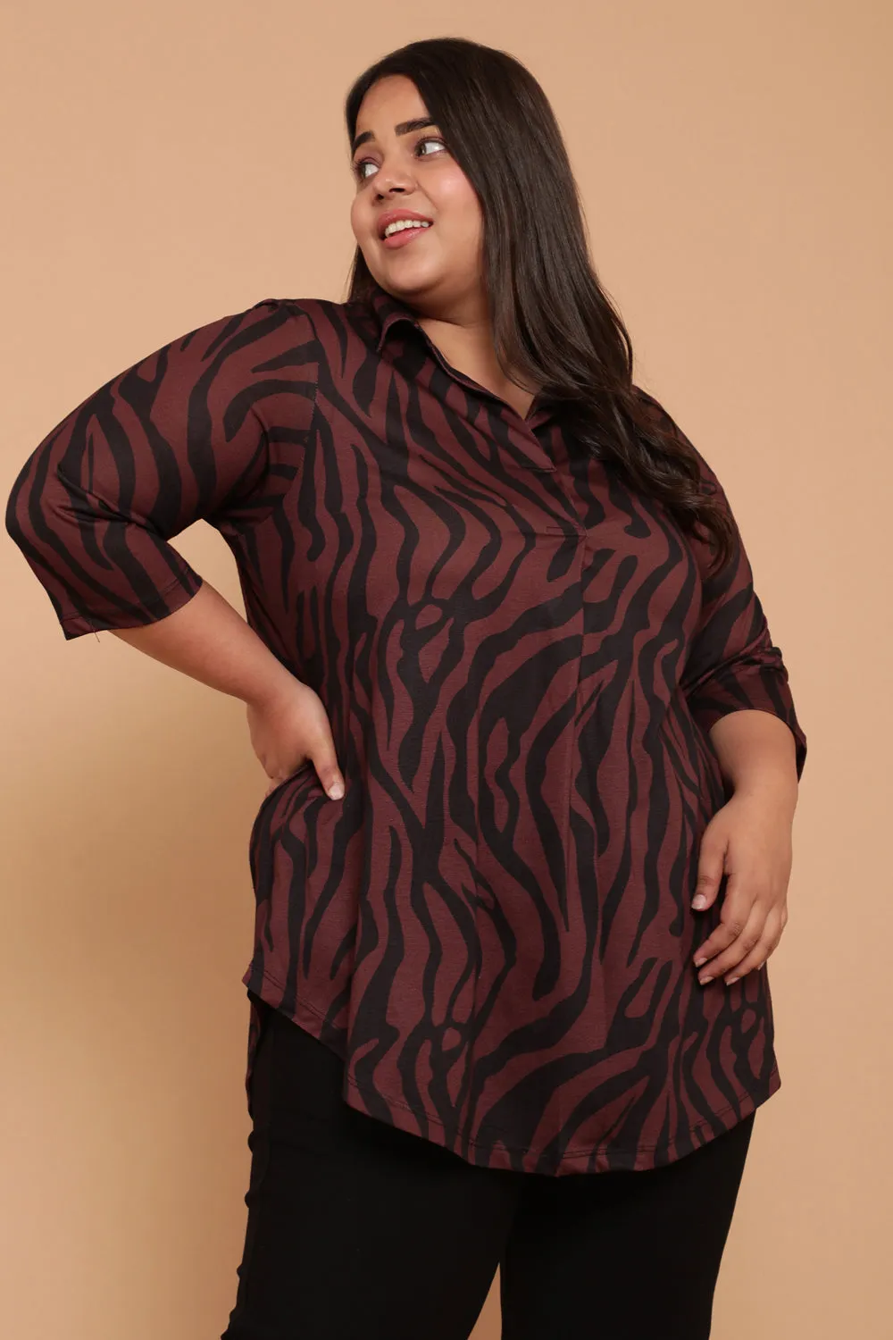 Bronze Tiger Centre Pleat Top