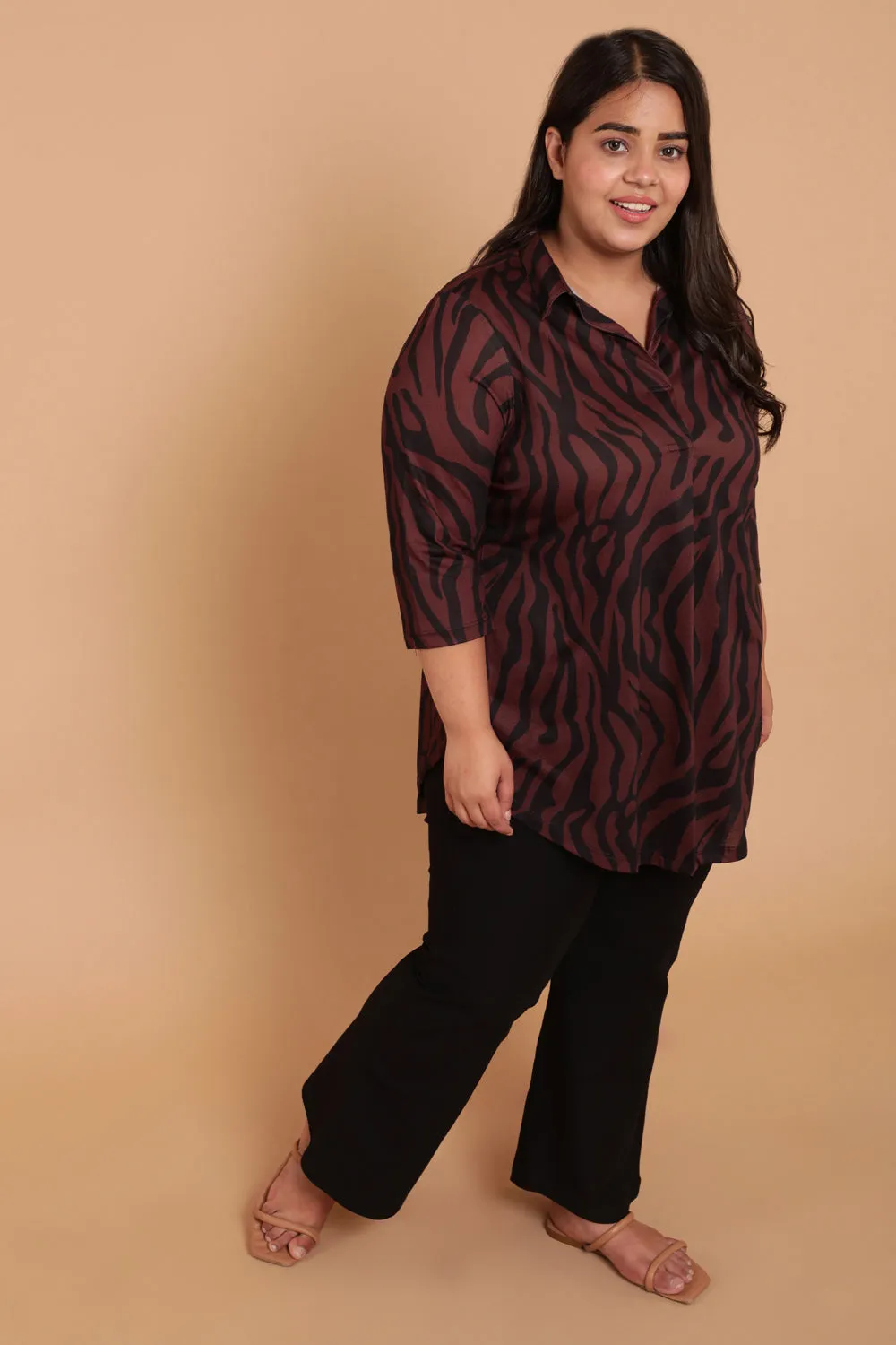 Bronze Tiger Centre Pleat Top