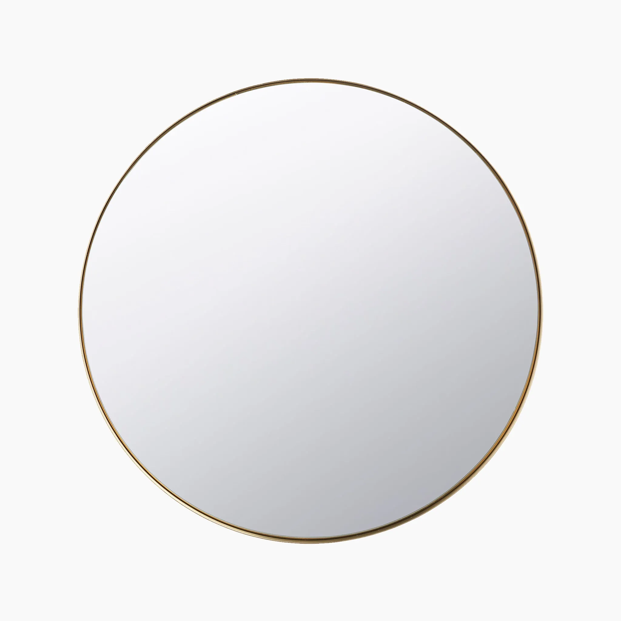 Brushed Gold Metal Slim Frame Round Wall Mirror Large