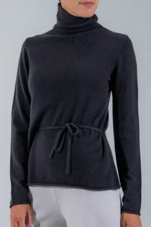 CASHMERE BELTED TURTLENECK