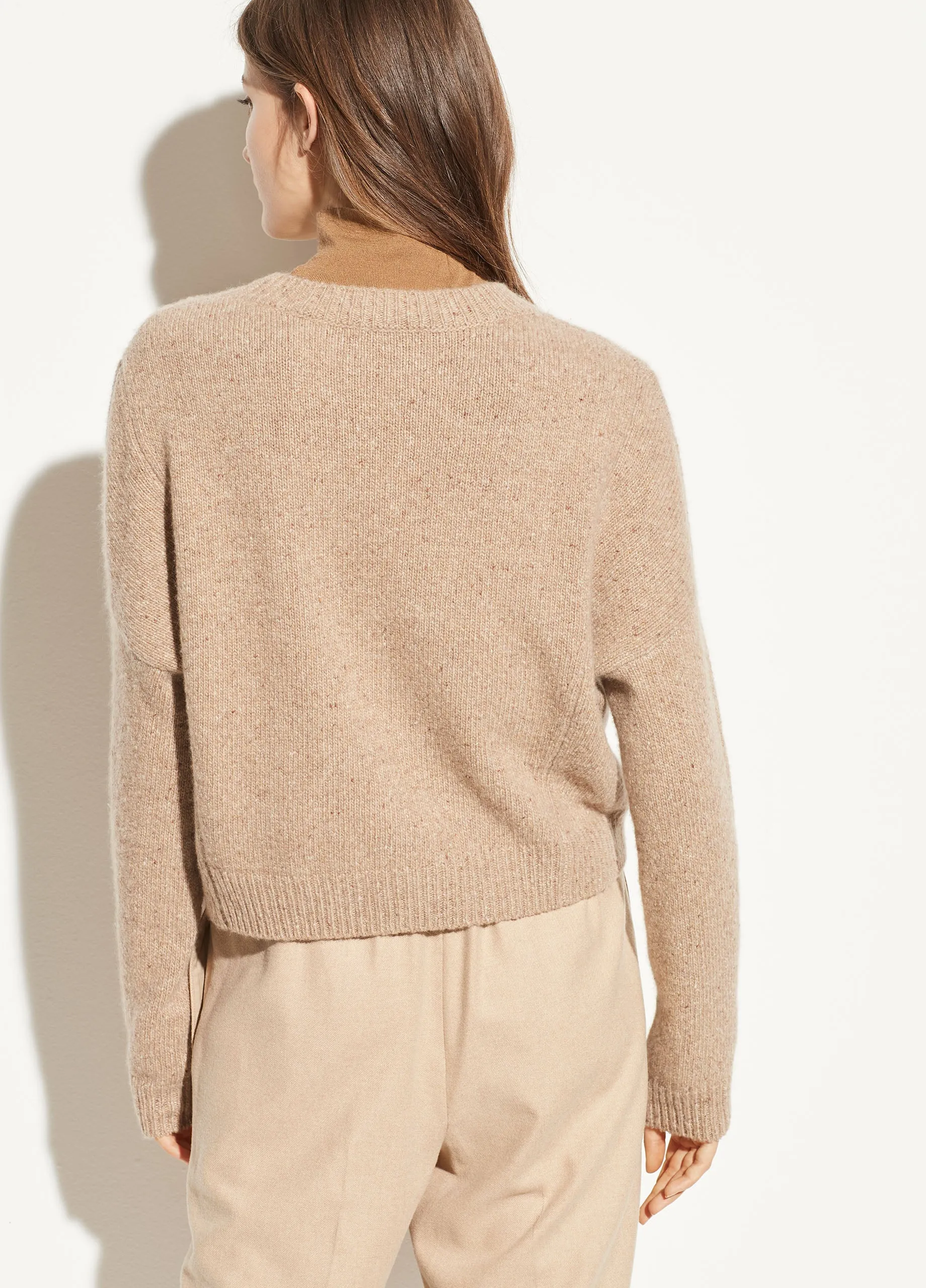 Cashmere Double Seam Crew in Camel