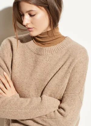 Cashmere Double Seam Crew in Camel