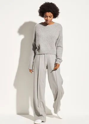 Cashmere Double Seam Crew in Soft Grey