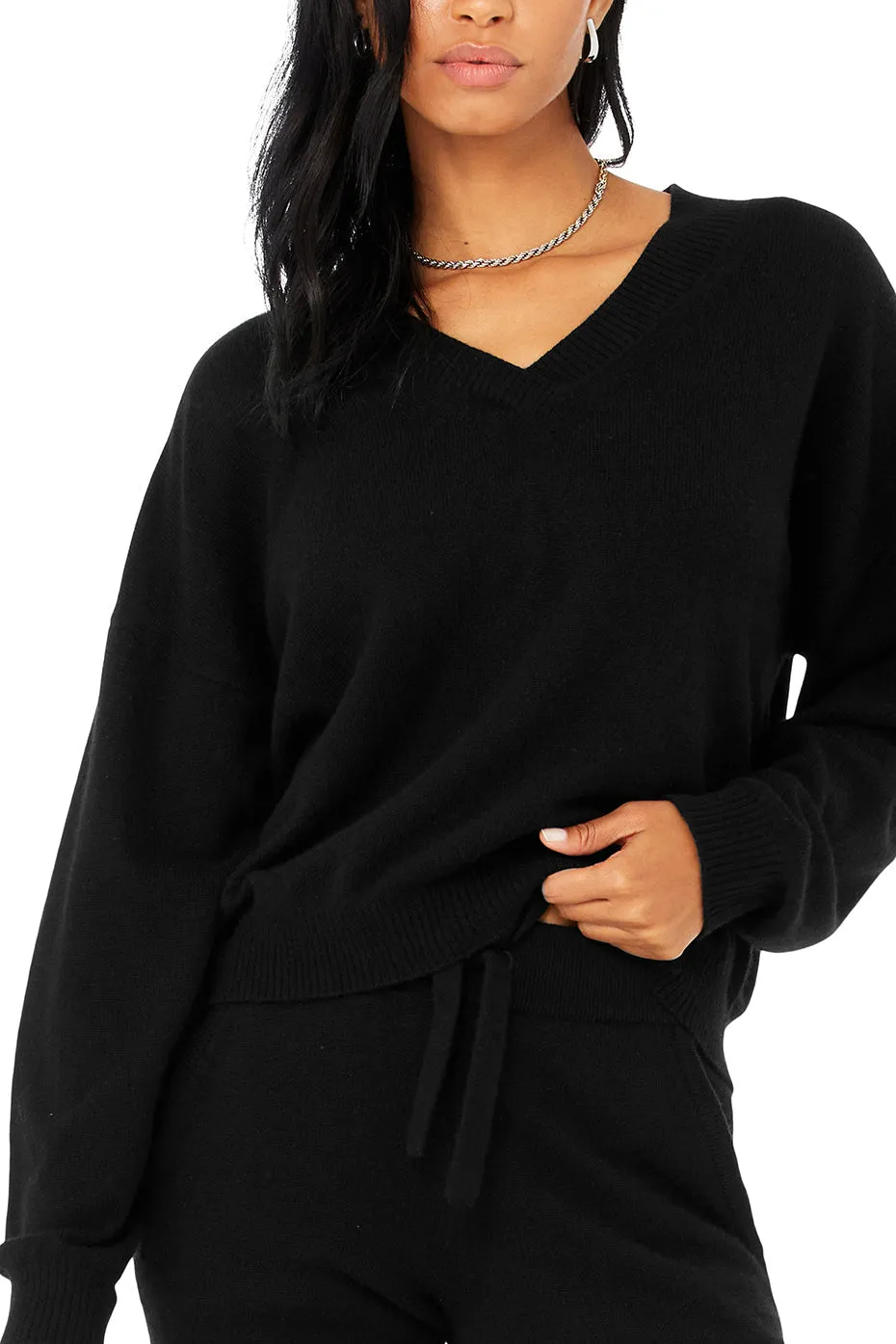 Cashmere Jet Set V-Neck Pullover - Black