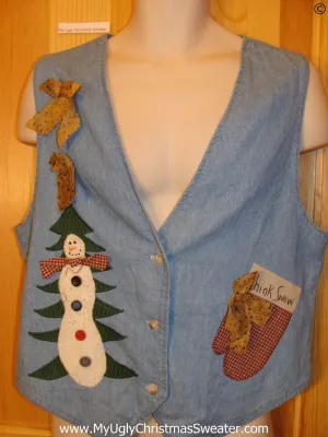 Cheap Tacky Crafty Blue Christmas Vest