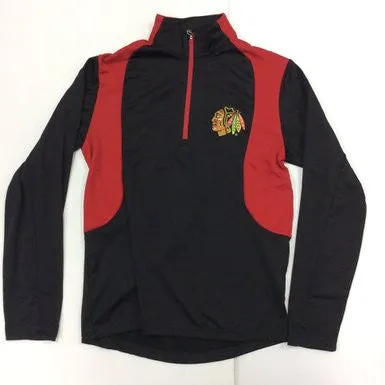 Chicago Blackhawks Antigua Black and Red Delta 1/4 Zip Sweatshirt