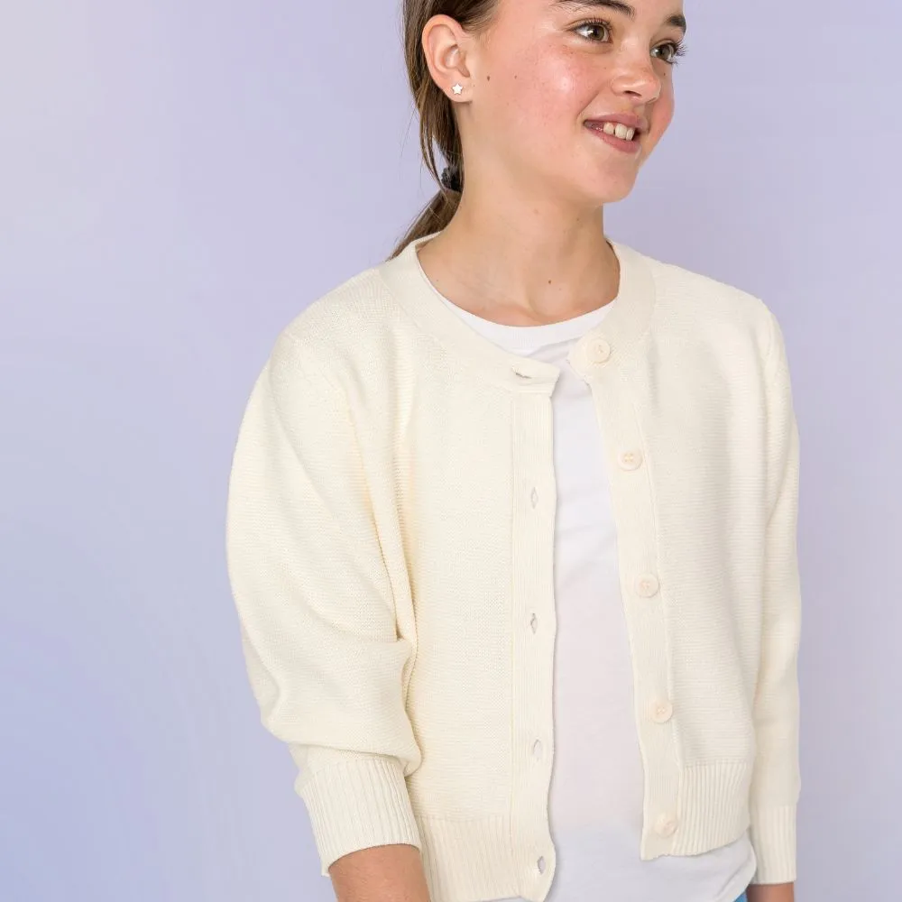 Cream ivory Organic Garter Stitch Cardigan