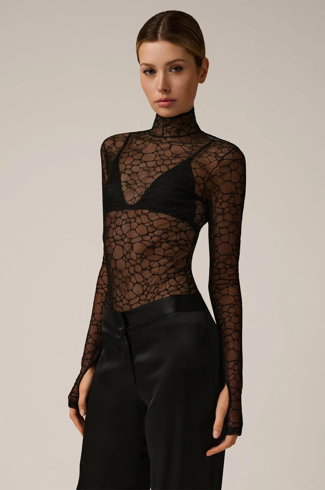 CRYSTALLINE TURTLENECK BODYSUIT