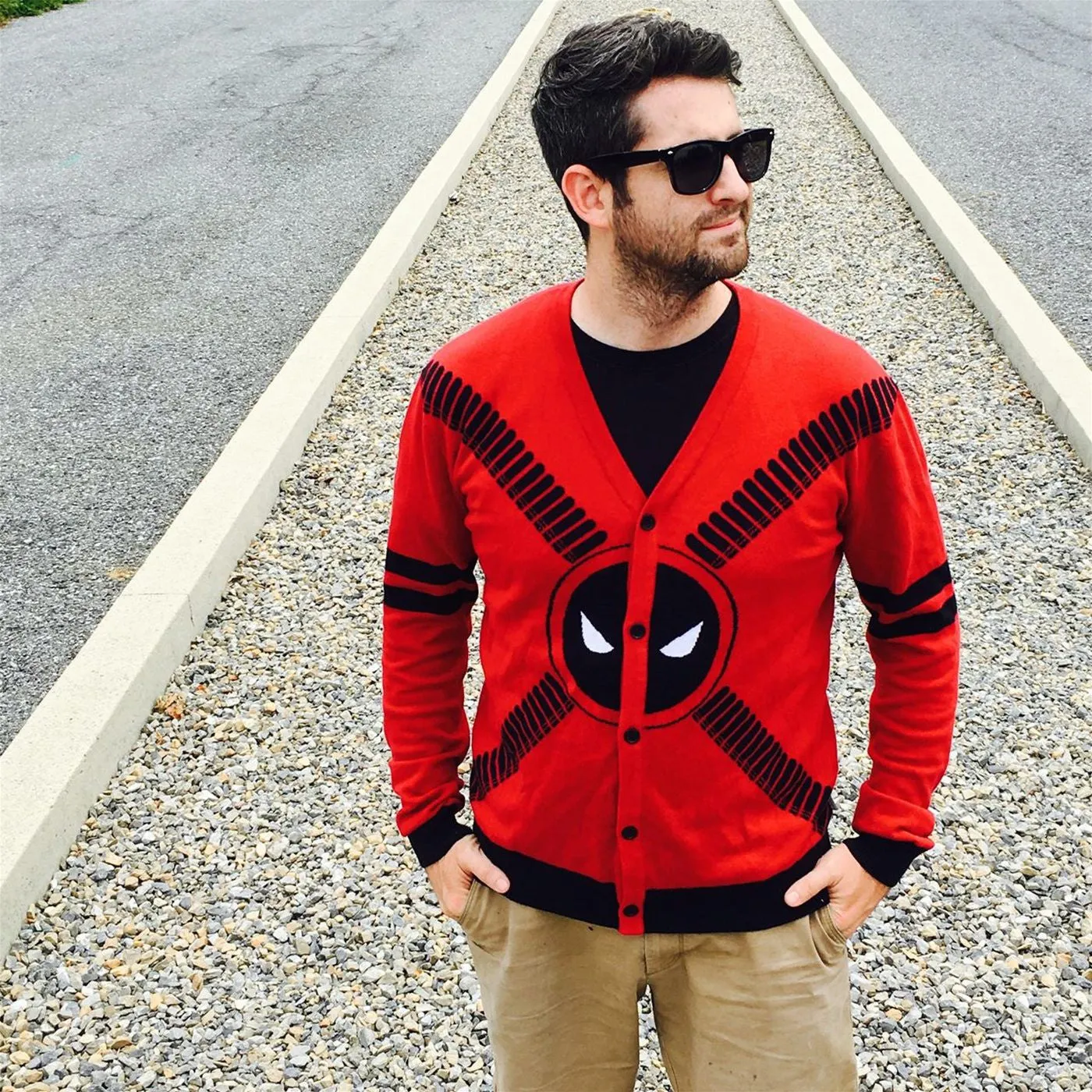 Deadpool Symbol and Straps Men's Cardigan