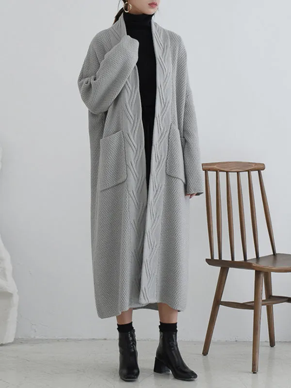 Diamond Long Cardigan Sweater with Pocket