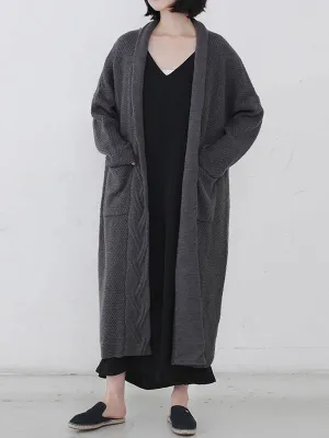 Diamond Long Cardigan Sweater with Pocket