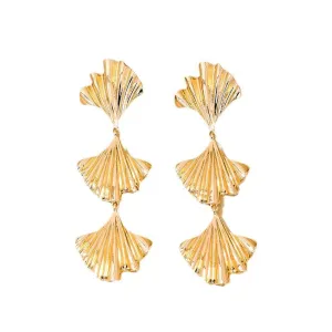 Elegant Vienna Verve Three-Layer Shell Stud Earrings - Fashionable and Chic Women's Accessories