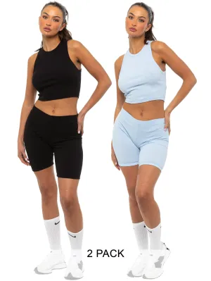 Enzo | Womens Ribbed Vest and Shorts 2 Pack