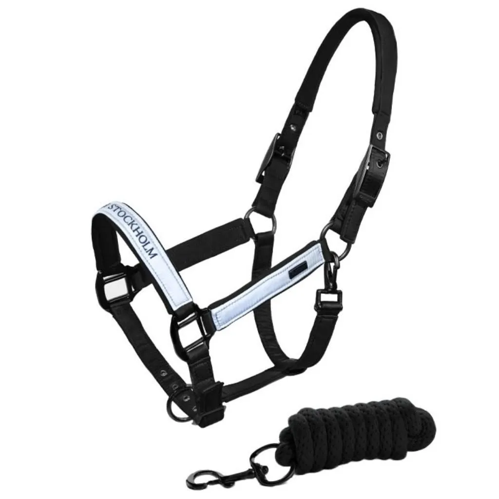 Equestrian Stockholm Halter and Lead Set Luminous Black