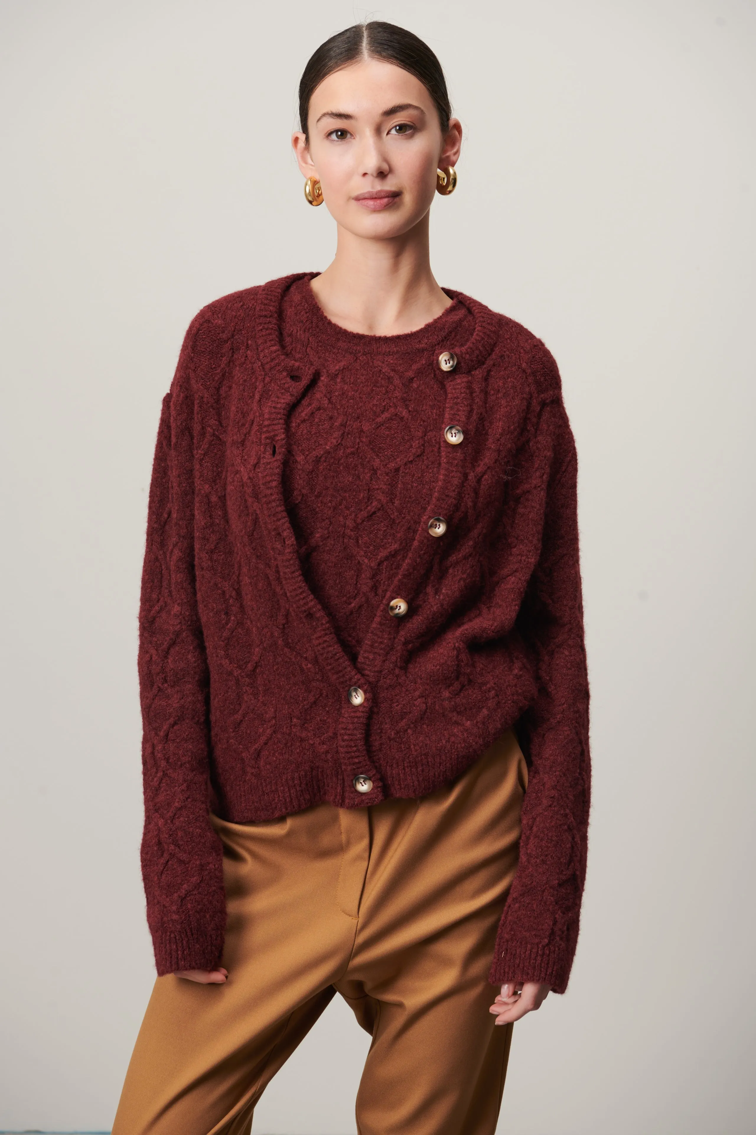 Flannel Cardigan | Bordo