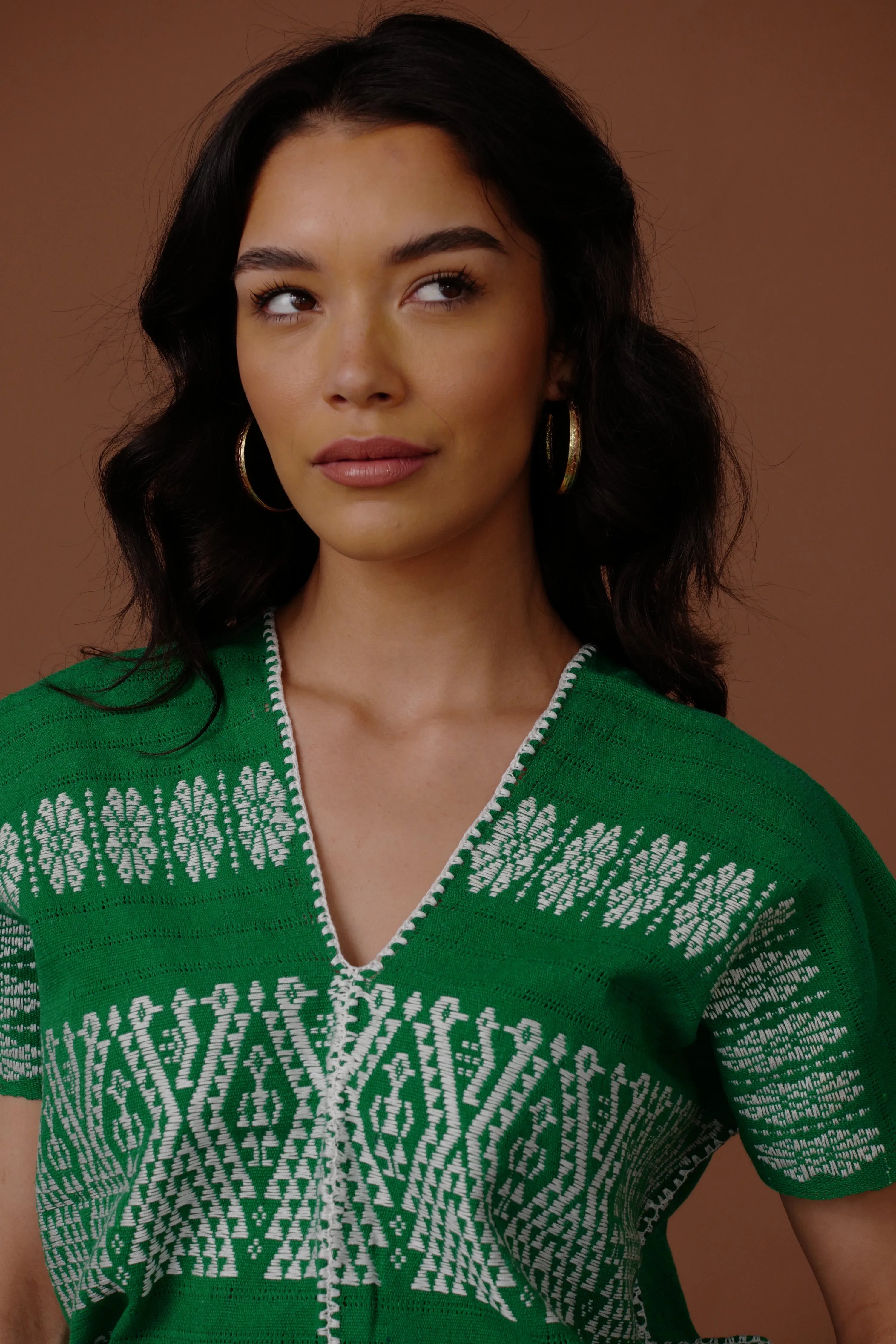 FRANCISCA V-NECK // GREEN   WHITE