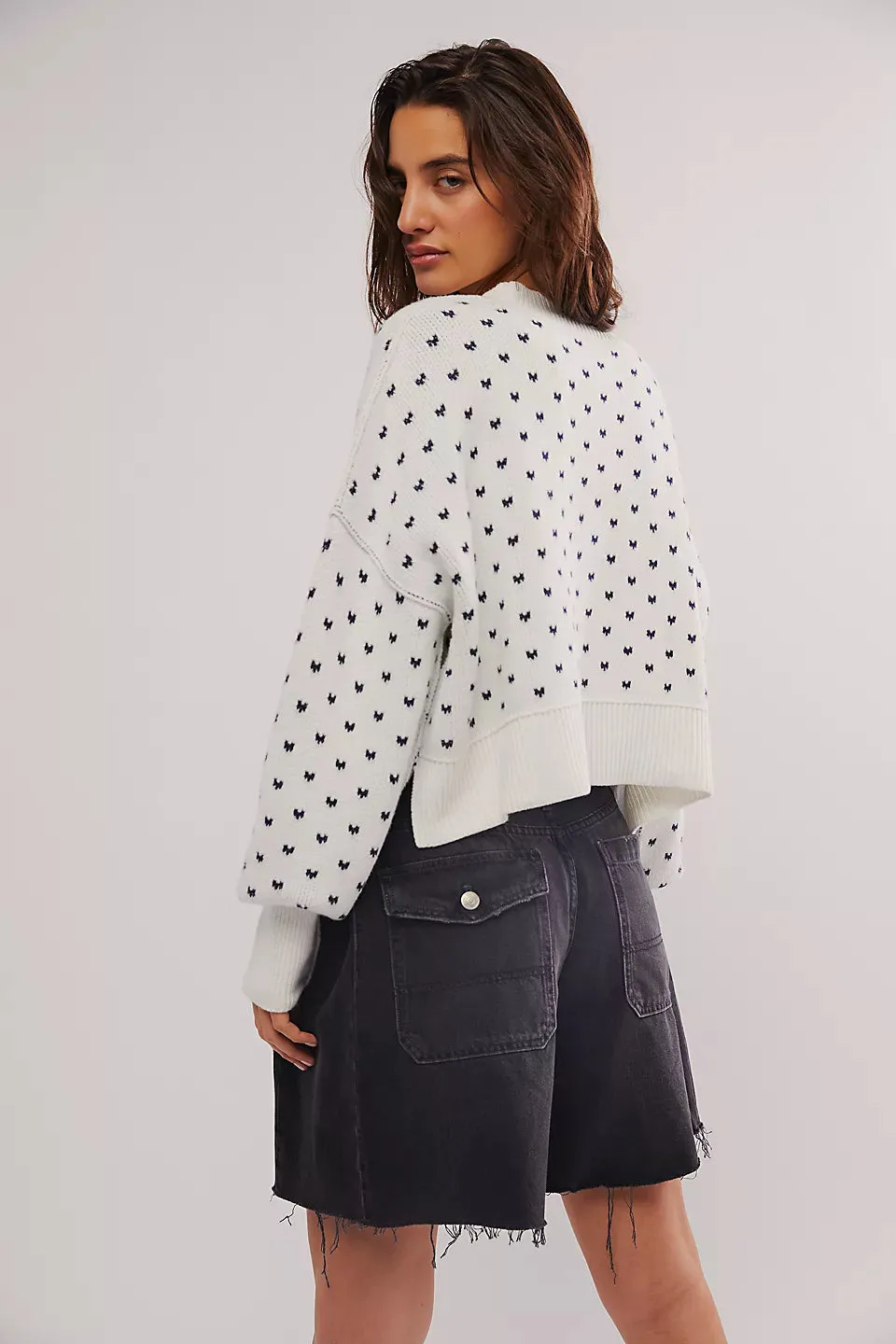 Free People Easy Street Patterned Crop - WHITE NAVY COMBO