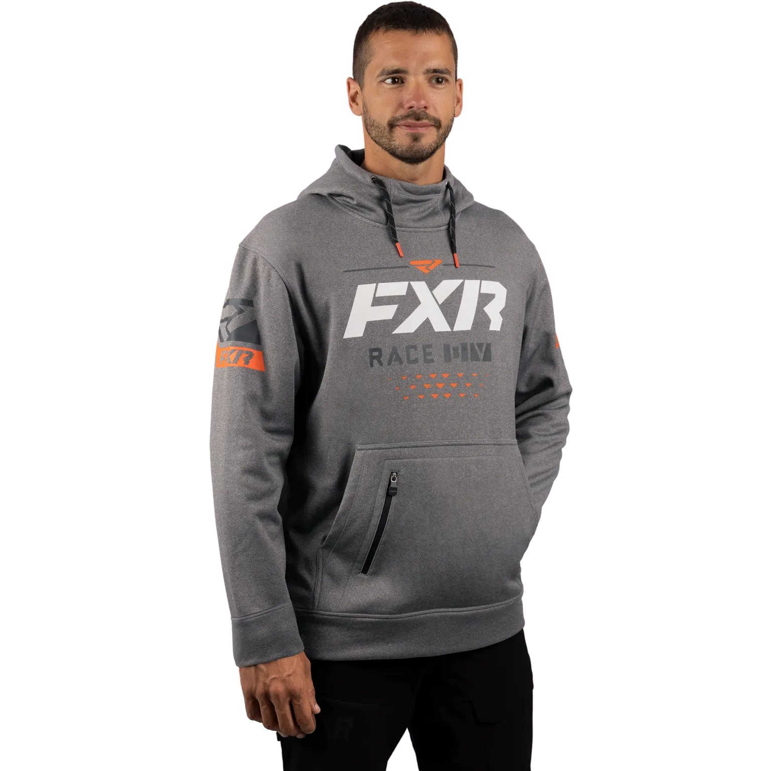 FXR Men's Race Division Tech Pullover Fleece Grey Heather/Orange