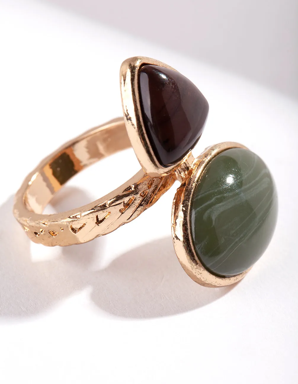 Gold Double Bubble Stone Ring