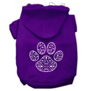 Henna Paw Screen Print Pet Hoodies Purple Size XXL (18)