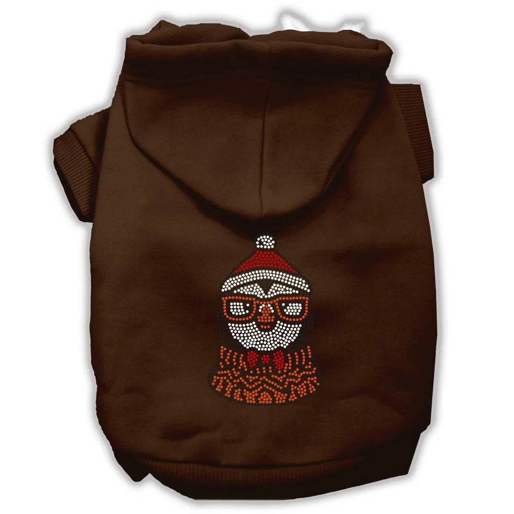 Hipster Penguin Rhinestone Dog Hoodie Brown Xxl (18)