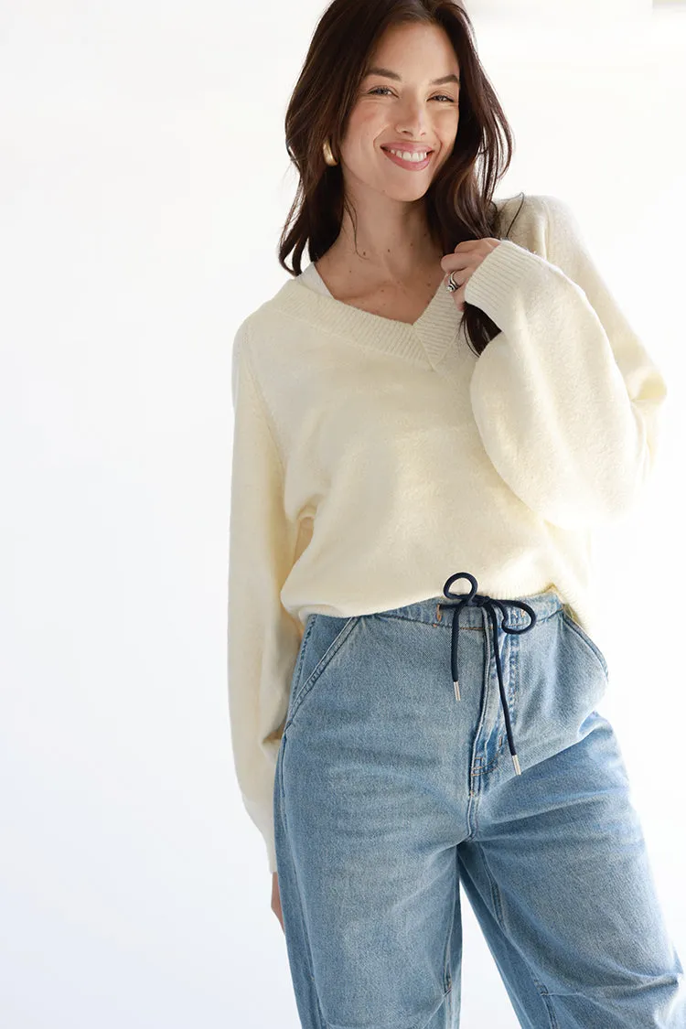 Ivory V-Neck Sweater