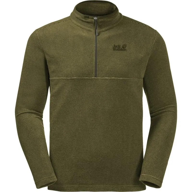 Jack Wolfskin Arco Men's 1/4 Zip Fleece - Light Moss Stripes