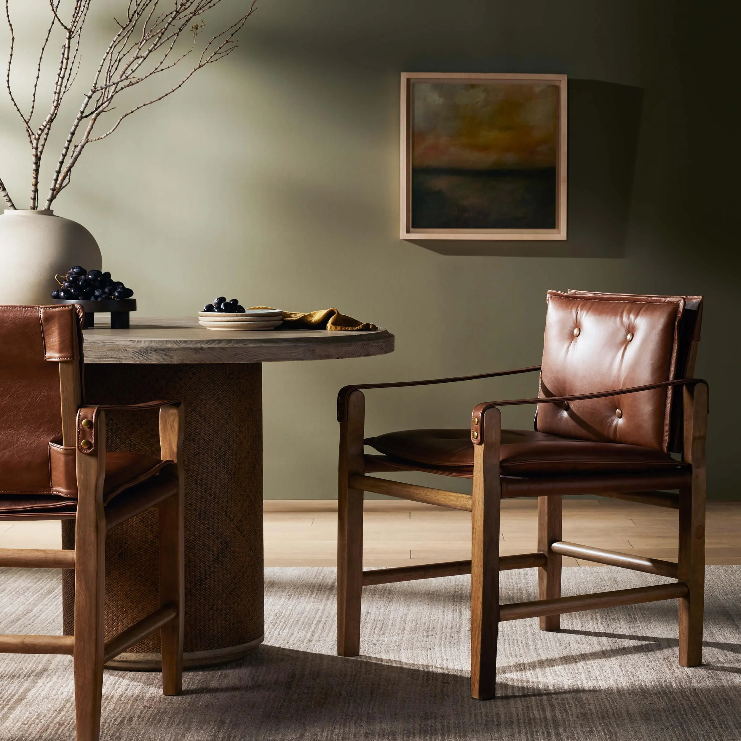 Lenz Leather Dining Arm Chair, Sonoma Chestnut