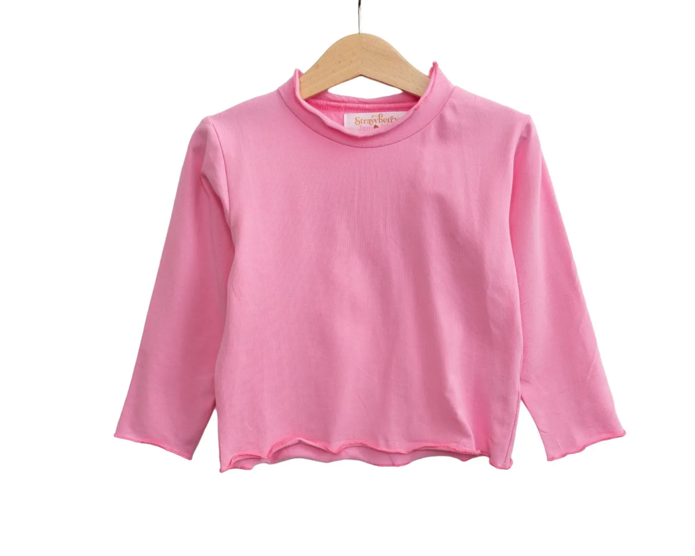 Lettuce Hem Girls Long Sleeve Solid Shirt 4 Colors