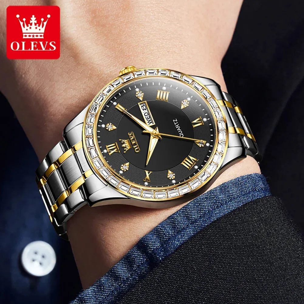 OLEVS 9906 Luxury Diamond Dial Quartz Wristwatch for Men