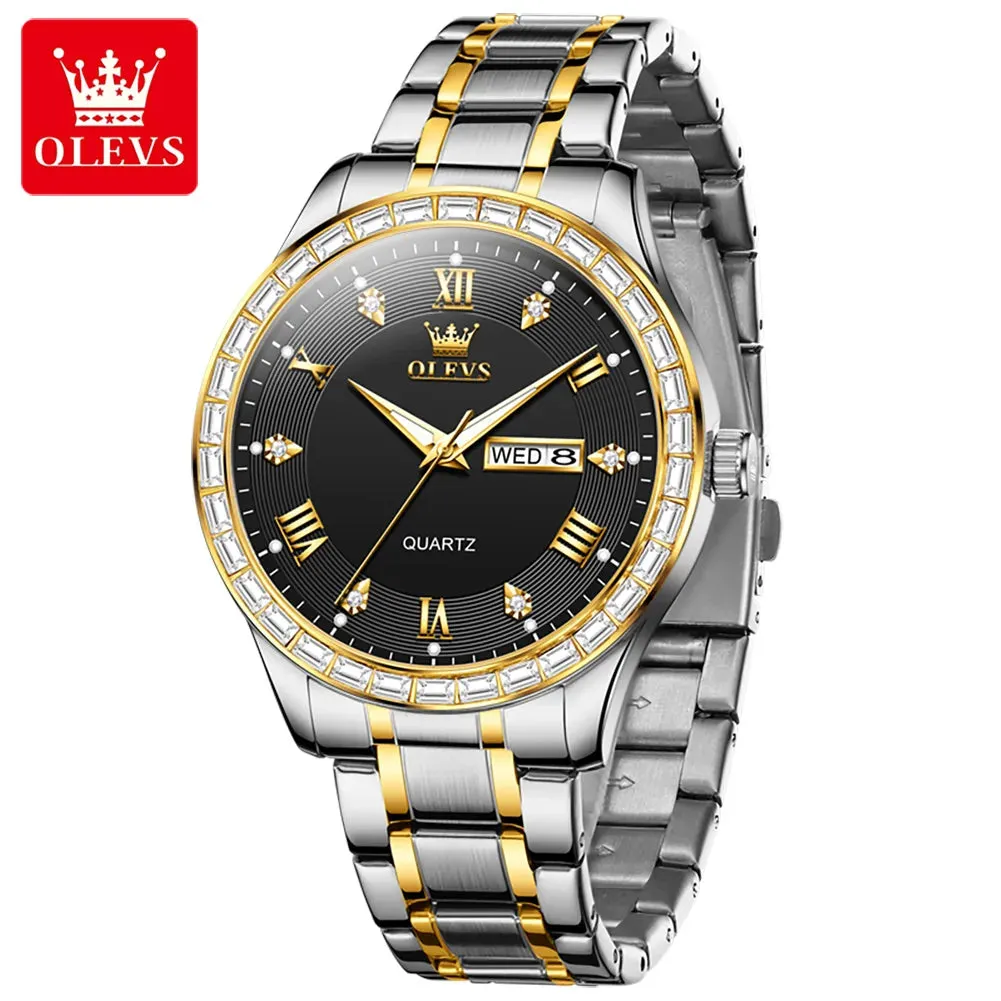 OLEVS 9906 Luxury Diamond Dial Quartz Wristwatch for Men