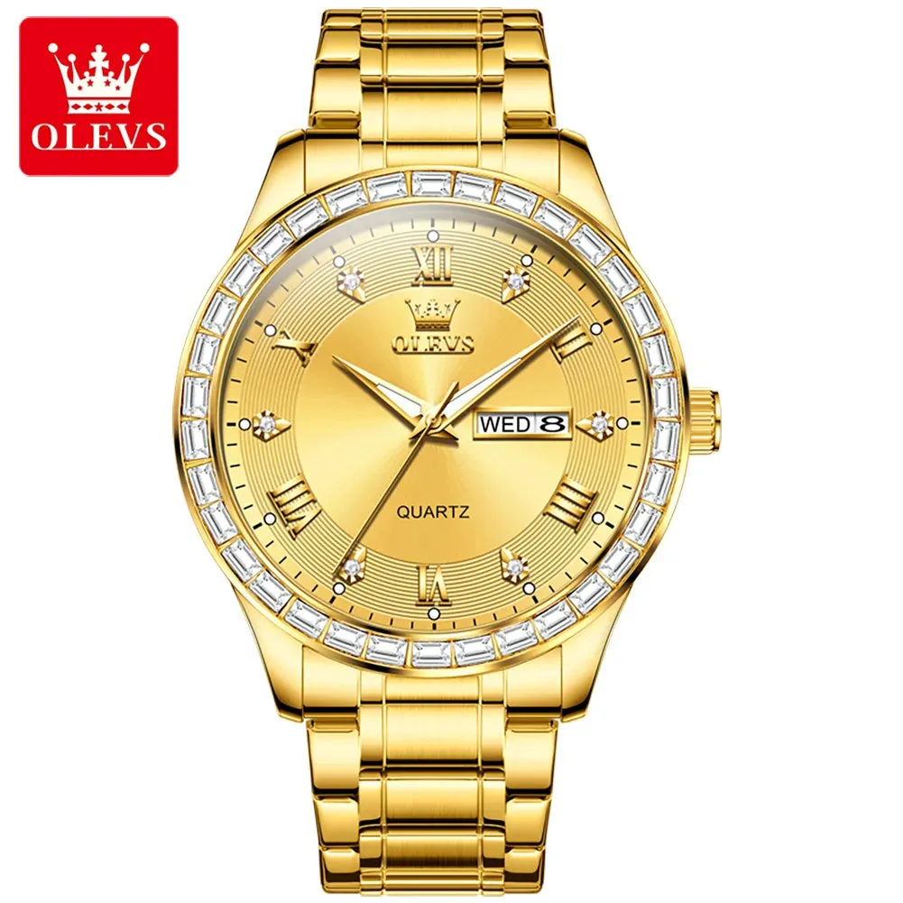 OLEVS 9906 Luxury Diamond Dial Quartz Wristwatch for Men