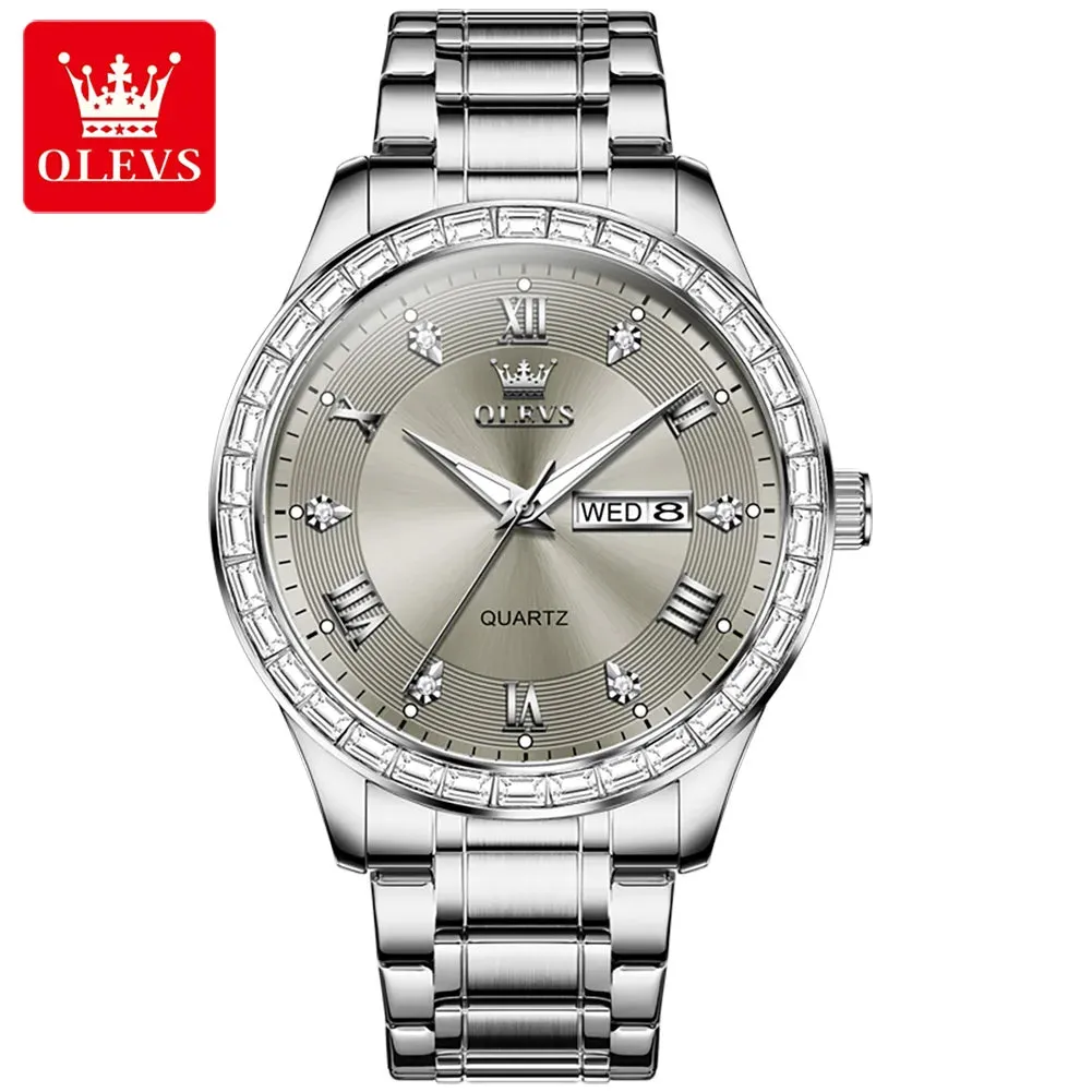 OLEVS 9906 Luxury Diamond Dial Quartz Wristwatch for Men