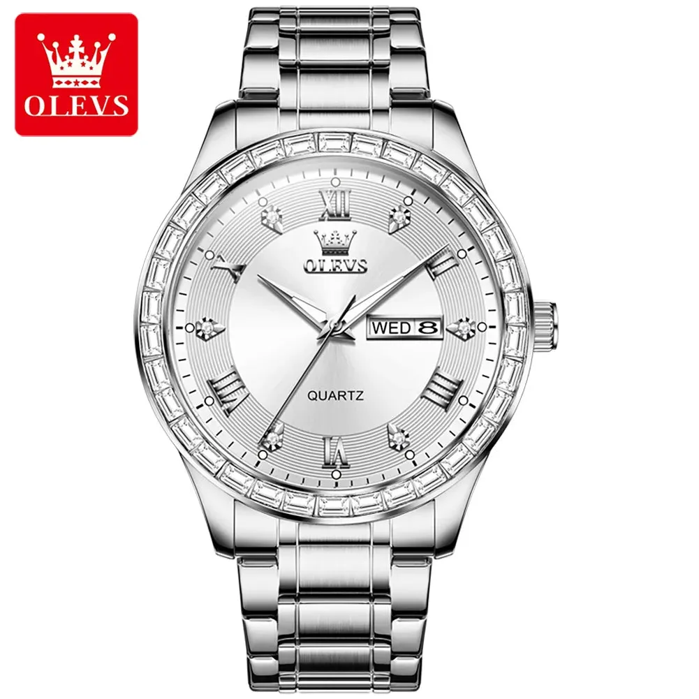 OLEVS 9906 Luxury Diamond Dial Quartz Wristwatch for Men