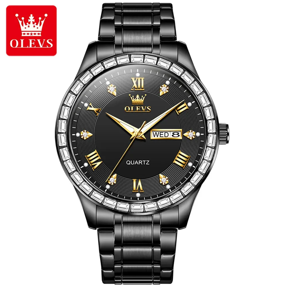 OLEVS 9906 Luxury Diamond Dial Quartz Wristwatch for Men