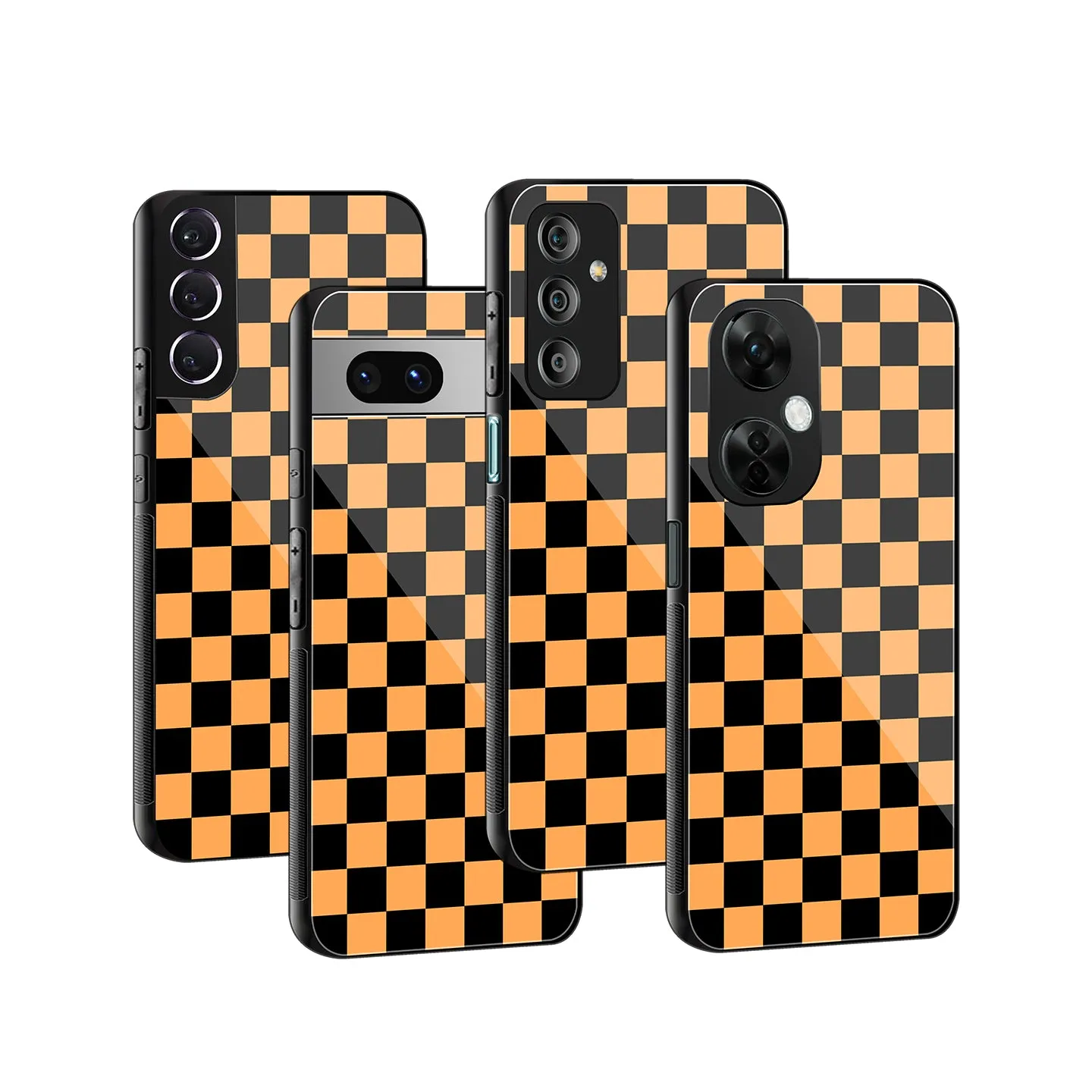 Orange Checkers Phone Cover | Glass Case