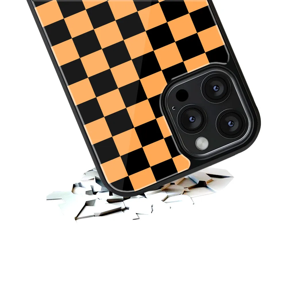 Orange Checkers Phone Cover | Glass Case