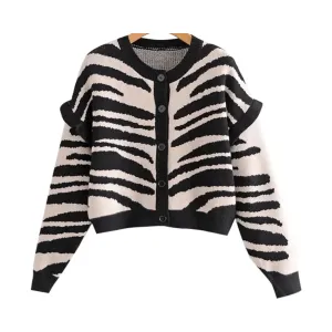 Pre Order:  Zebra Cropped Knit Sweater